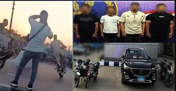   ضبط قائدى سيارة وبعض الدراجات النارية قاموا بأداء حركات استعراضية وإعاقة حركة المرور