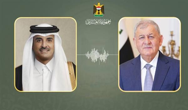 الرئيس العراقي وأمير قطر يؤكدان ضرورة وقف العدوان والانتهاكات في غزة  ​