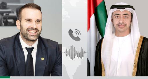 وزير خارجية الإمارات يبحث هاتفيا مع رئيس وزراء مونتينيغرو تعزيز التعاون الثنائي