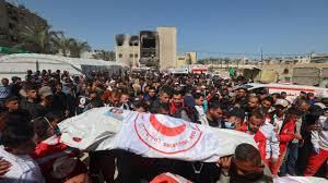   استشهاد موظف بالهلال الأحمر الفلسطينى فى غارة إسرائيلية استهدفت مقره فى خان يونس