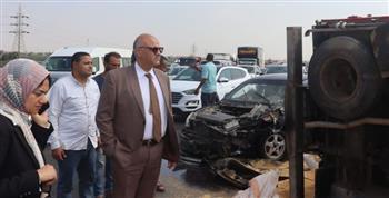 محافظ القليوبية يتدخل لرفع آثار حادث مروري على طريق شبرا بنها الحر
