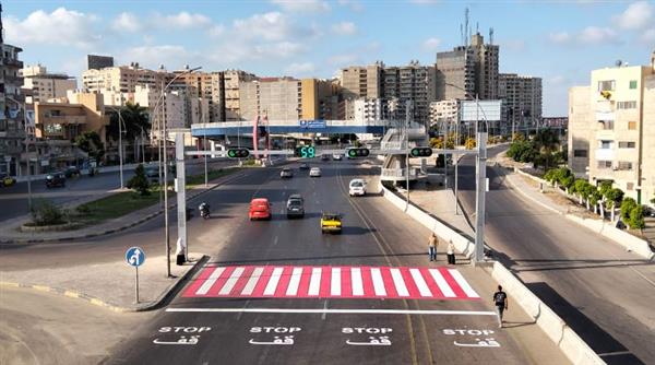 الإسكندرية ..بدء تشغيل الإشارة الثالثة أعلى محور المحمودية بمنطقة عزبة حجازي