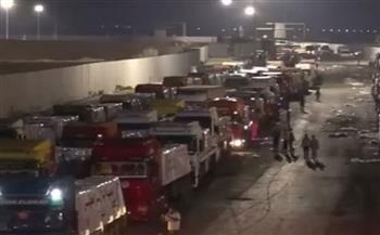   اصطفاف قافلة المساعدات الإنسانية الـ31 تمهيدًا لدخولها من مصر إلى قطاع غزة