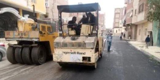 تطوير ورصف طرق منطقة الشهداء بالإسماعيلية