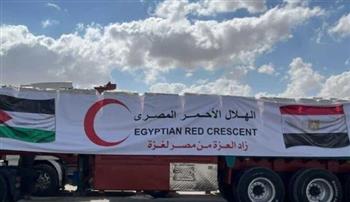   قافلة المساعدات المصرية رقم 126 تتجه لغزة عبر معبر كرم أبو سالم