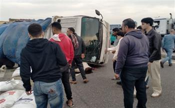 انقلاب سيارة بكفر الشيخ يصيب السائق ويودي بحياة 3 مواشي