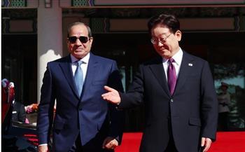 مراسم استقبال رسمية للرئيس السيسي بالمقر الرئاسي بسول يقيمها الرئيس الكوري