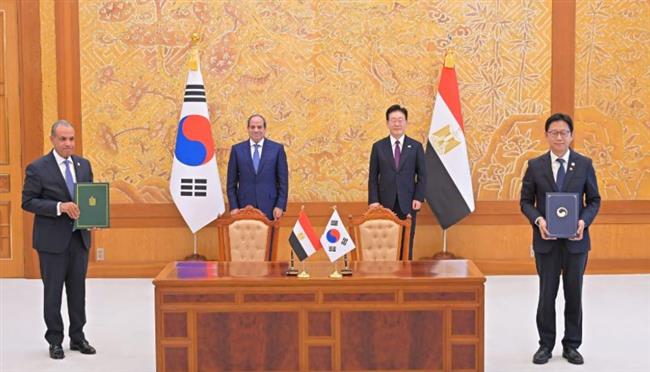 الرئيس السيسي ونظيره الكوري يشهدان التوقيع على اتفاقيات ومذكرات تفاهم 