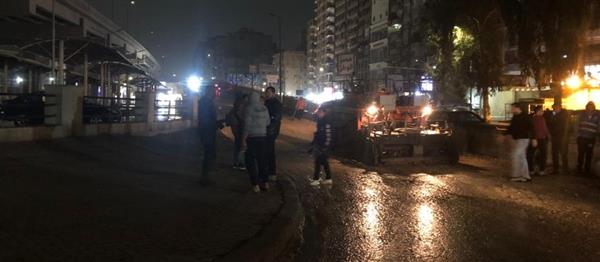رفع كفاءة مطلع كوبري أرض اللواء لتسهيل المرور خلال رمضان