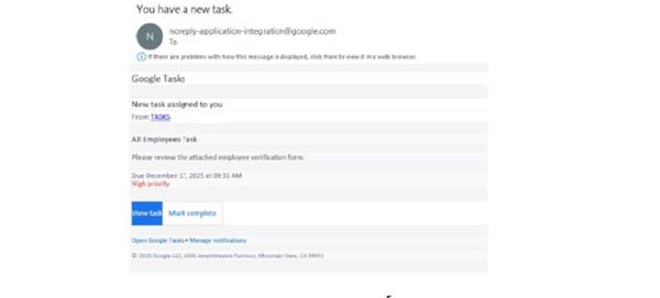 حملة تصيد احتيالي جديدة تستغل إشعارات Google Tasks لسرقة بيانات اعتماد الشركات