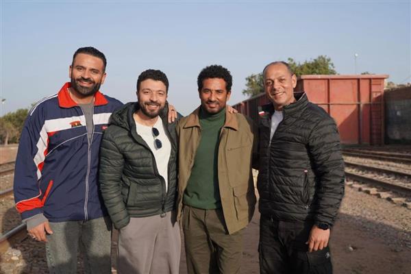 عمر السعيد و عمرو سعد و المخرج أحمد خالد موسي من كواليس تصوير مسلسل إفراج