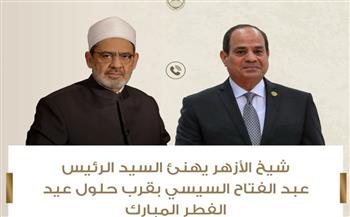   شيخ الأزهر يهنئ الرئيس عبد الفتاح السيسي والشعب المصري بقرب حلول عيد الفطر المبارك