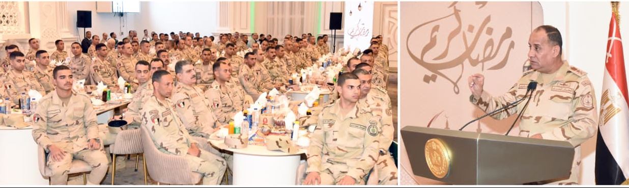 وزير الدفاع يلتقى مقاتلى قوات الدفاع الجوى ويشاركهم تناول وجبة الإفطار