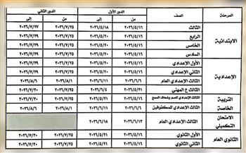   الغريب يعتمد الجدول الزمنى لامتحانات الفصل الدراسي الثانى بالمنوفية