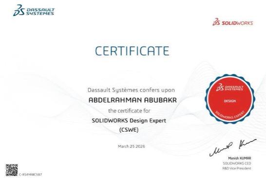 هندسة المنصورة تواصل تميزها بحصول طلابها على أعلى اعتماد احترافي في برنامج SOLIDWORKS