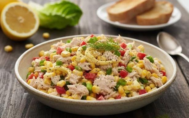 طريقة عمل سلطة التونة بالذرة والمايونيز في 5 دقائق