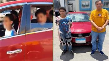 ضبط طفل يقود سيارة برعونة في أحد الشوارع بالإسكندرية