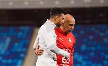 جلسة خاصة بين حسام حسن وتريزيجيه عقب مباراة بلجيكا