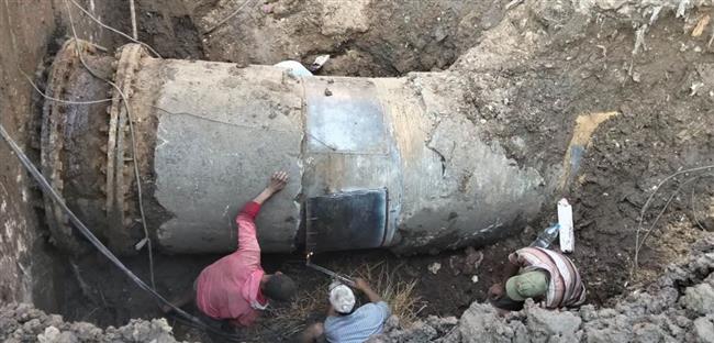 كفرالشيخ تعالج عطل خط مياه رئيسي بسيدي سالم