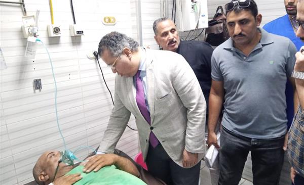 الدخاخني يتابع تقديم الخدمات الطبية لمصابي حادث تسرب الكلور بمحطة مياه الرملة ببنها