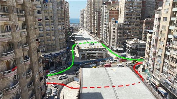 غلق جزئي بشارع جمال عبد الناصر بالإسكندرية