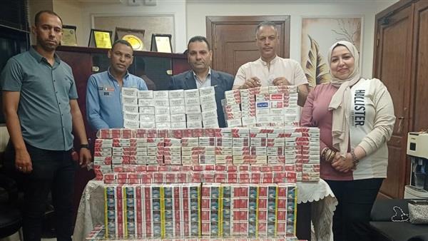 ضبط كميات من السجائر مجهولة المصدر  و تحرير محاضر عدم الاعلان عن أسعار السلع الغذائية بالأسواق
