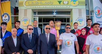رئيس جامعة طنطا يشهد وصول شعلة أسبوع شباب الجامعات والمعاهد العليا الـ14