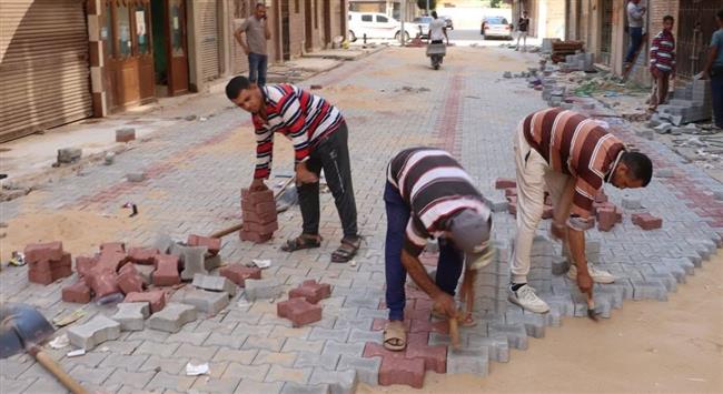 إنترلوك شوارع كفر الشيخ.. تطوير جديد بمنطقة تقسيم الأطباء