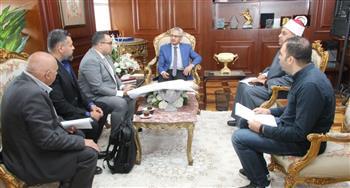 محافظ بني سويف يبحث مع مساعد وزير الأوقاف الموقف التنفيذي لمشروع تطوير مسجد السيدة حورية