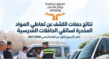   نتائج  حملات الكشف عن تعاطي المخدرات لسائقى الحافلات المدرسية خلال أسبوع
