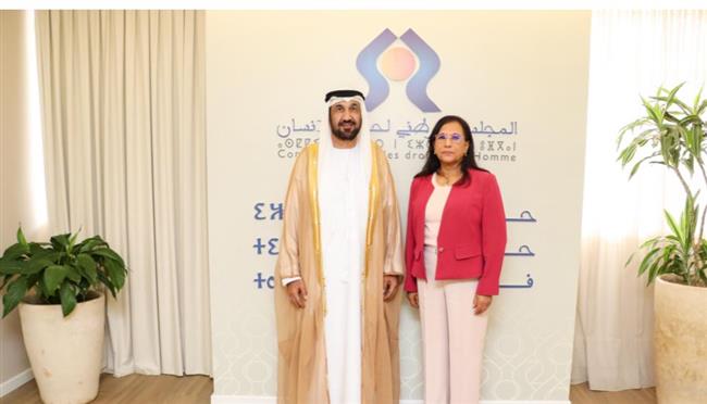 "اليماحي" يلتقي رئيسة المجلس الوطني لحقوق الإنسان بالمملكة المغربية