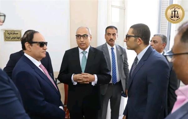 رئيس مجلس الدولة يضع حجر الأساس لمجمع محاكم بورسعيد