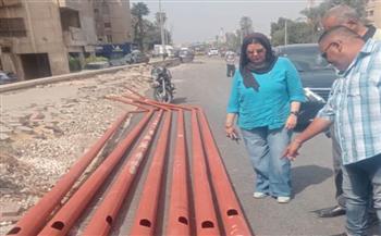 رئيس حي الأميرية تتابع تركيب أعمدة إنارة جديدة بشارع السواح