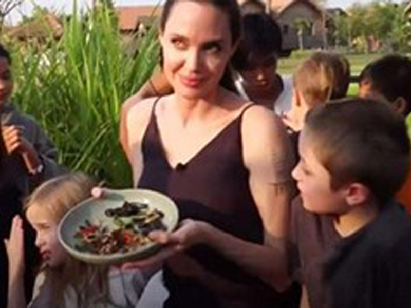   بالصور.. أنجلينا جولي تأكل حشرات