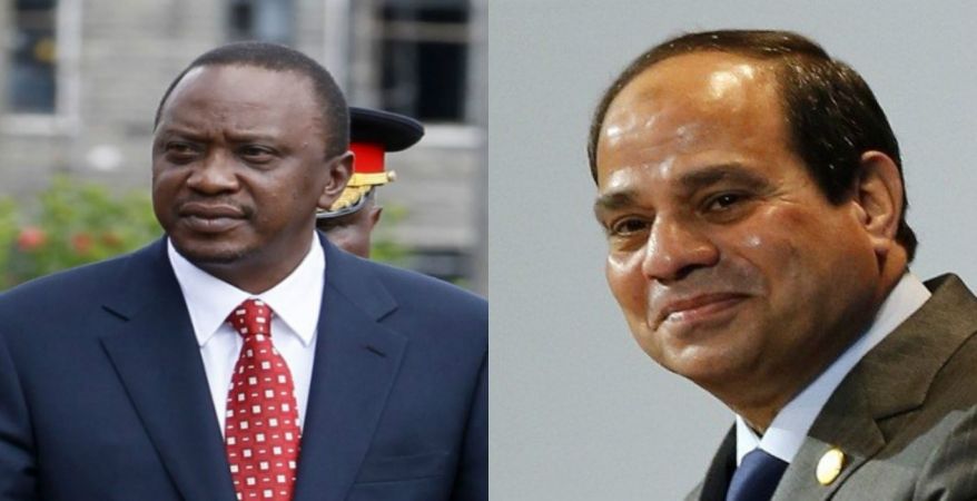   السيسى يستقبل رئيس كينيا بالمطار
