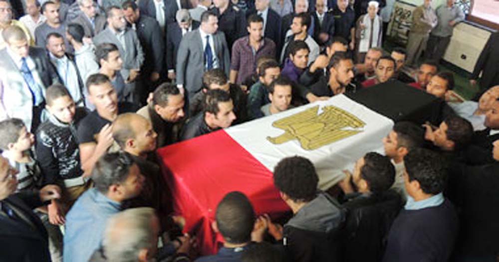   جنازة عسكرية فى المنيا لشهيد «رفح»