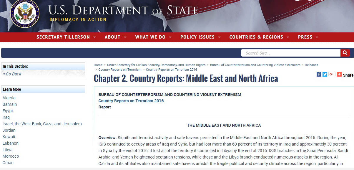   تقرير الاستخبارات والخارجية الأمريكية عن الإرهاب في مصر  