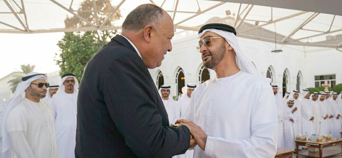   سامح شكري يبحث مع ولي عهد أبو ظبي تطورات الأوضاع في المنطقة