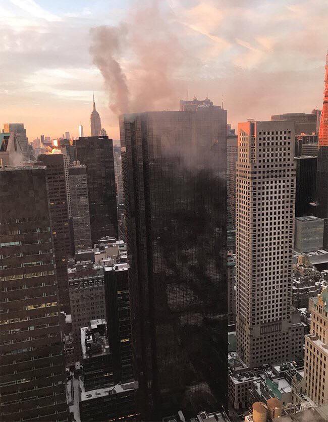   بالصور| حريق فى برج ترامب