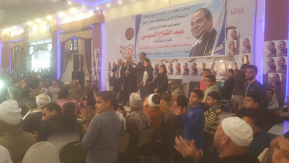   صور| مؤتمر لدعم السيسى فى إحدى قرى كفر الشيخ