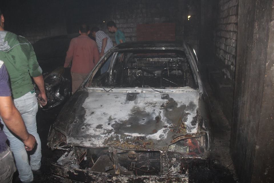   تفحم 26 سيارة و 29 توك توك إثر حريق بجراج فى «مطوبس»