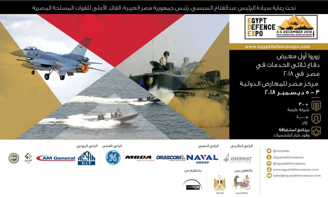   برعاية الرئيس السيسى .. مصر تنظم المعرض الدولى الأول للصناعات الدفاعية والعسكرية «إيديكس 2018»
