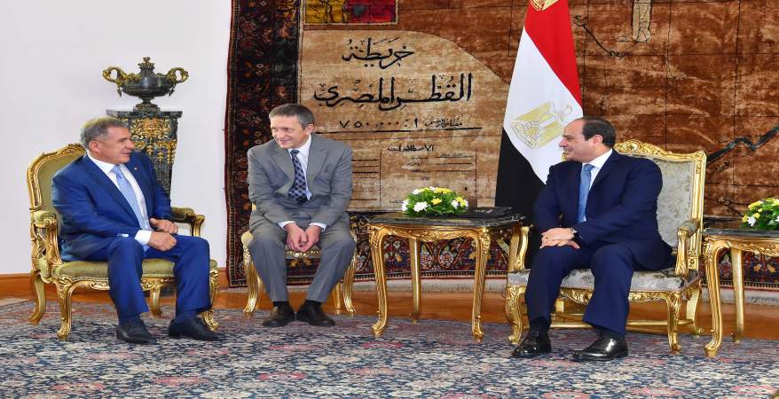   الرئيس السيسى يستقبل رئيس تتارستان.. ويؤكد اهتمام مصر بتعزيز التعاون مع روسيا