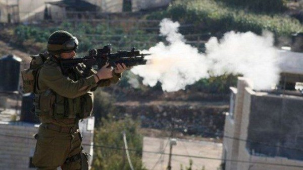   الاحتلال يلقي قنابل الغاز على الطلاب الفلسطينيين بمدرسة بالخليل
