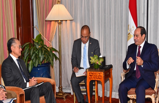   الرئيس السيسى يلتقى رئيس البنك الدولى.. والأخير يؤكد على موقف البنك الداعم لمصر