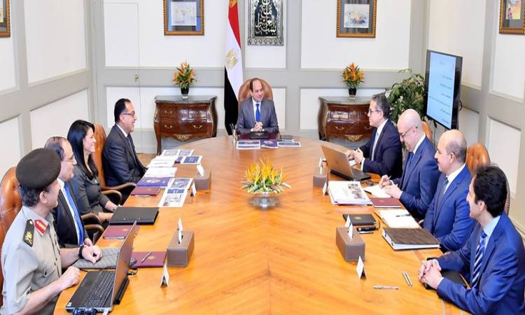   الرئيس السيسى يتابع الموقف التنفيذى للمتحف الكبير وتطوير القاهرة الخديوية