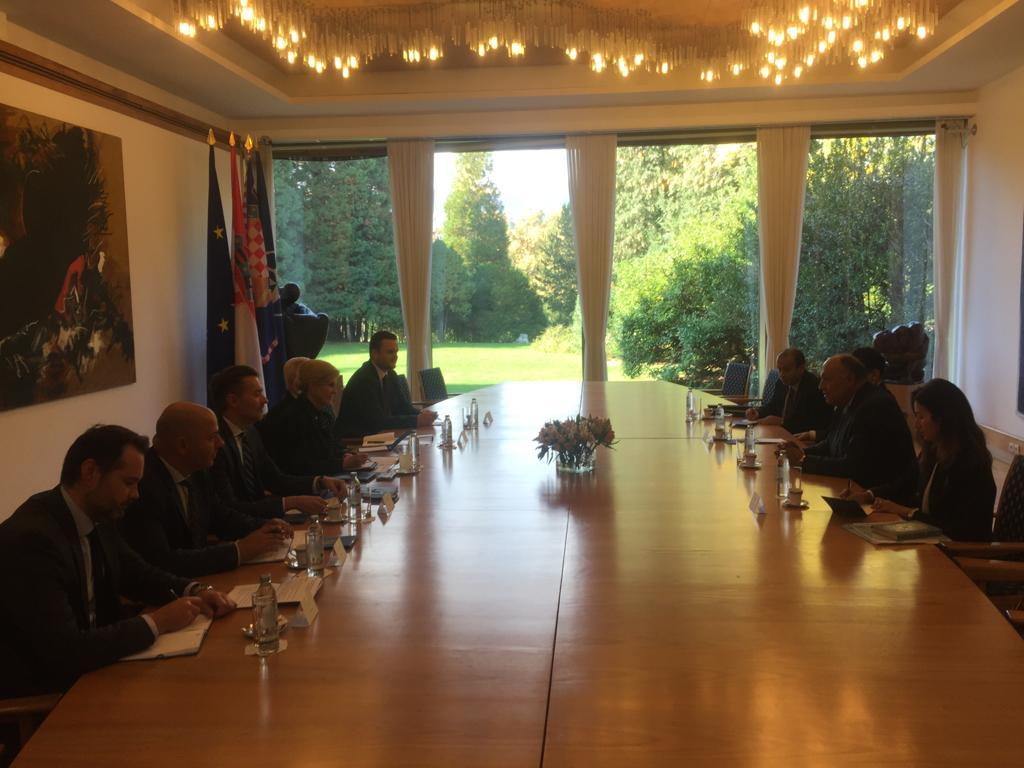   رئيسة جمهورية كرواتيا تستقبل وزير الخارجية سامح شكري في ختام زيارته الحالية إلى زغرب
