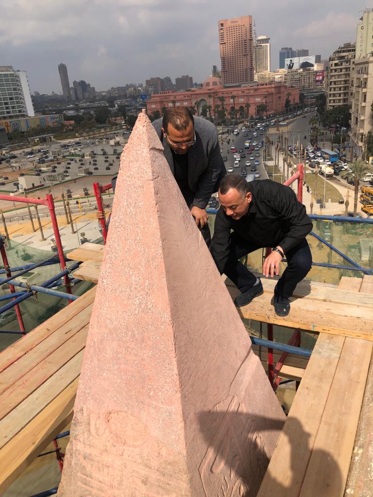   «الوزيرى» يتفقد آخر أعمال ترميم مسلة ميدان التحرير