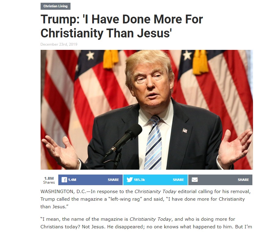   ترامب: «قدمت للمسيحية أكثر مما قدمه المسيح»