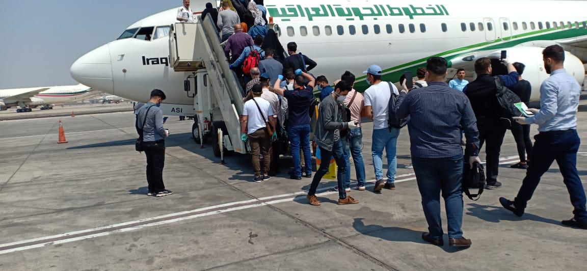   الرحلة الجوية السابعة الاستثنائية تغادر القاهرة إلى بغداد وعلى متنها 155 عراقيا